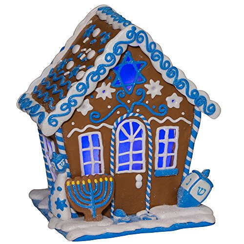 Kurt Adler 7-Inch LED Hanukkah Gingerbread House Tablepiece