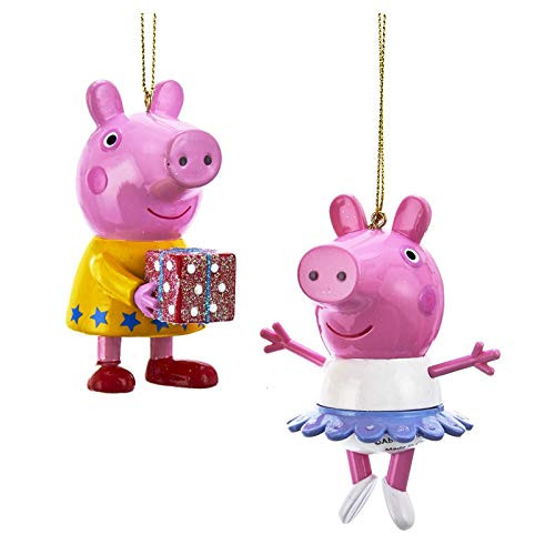 Kurt Adler Set/2 Peppa Pig Ballerina Christmas Tree Ornaments