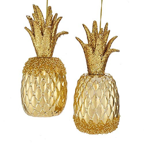 Kurt Adler 5.75-inch Pineapple Ornaments Set of 2 Assorted