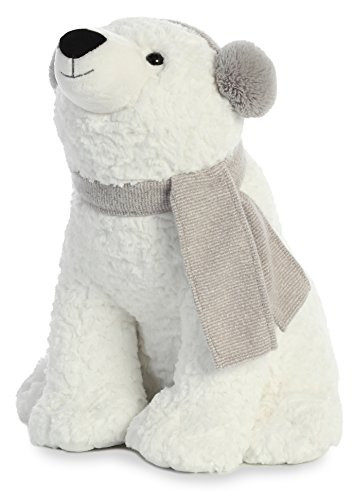 Aurora - Christmas Items - 16" Wish Bear W/Grey Ear Muff & Scarf