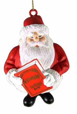 Kurt Adler 3" Santa Claus is Coming to Town with Kringle History Book Christmas Ornament