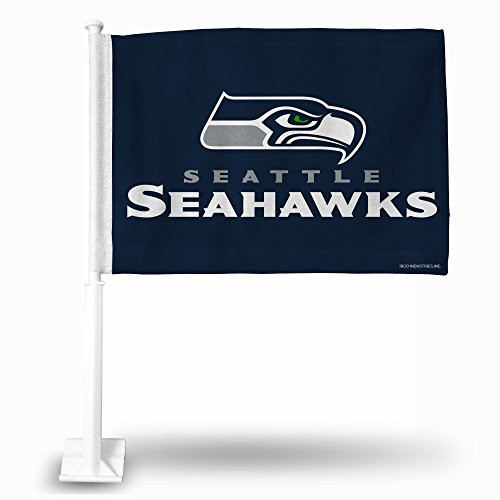 NFL Rico Industries Car Flag including Pole, Seattle Seahawks - Logo,Team Color,16 x 19.5-inches