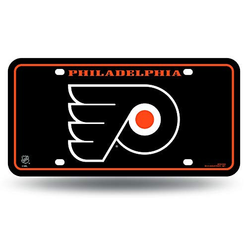 NHL Rico Industries Metal License Plate Tag, Philadelphia Flyers - Black,Team Color,6 x 11.5-inches