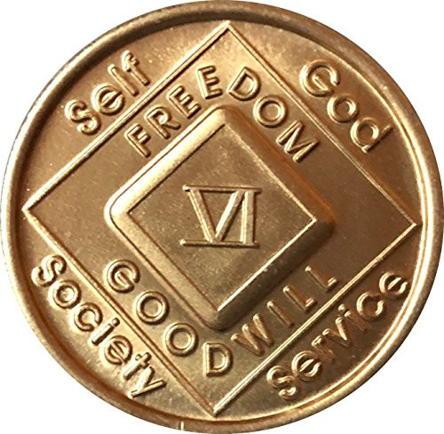 6 Year NA Medallion Official Narcotics Anonymous Chip VI