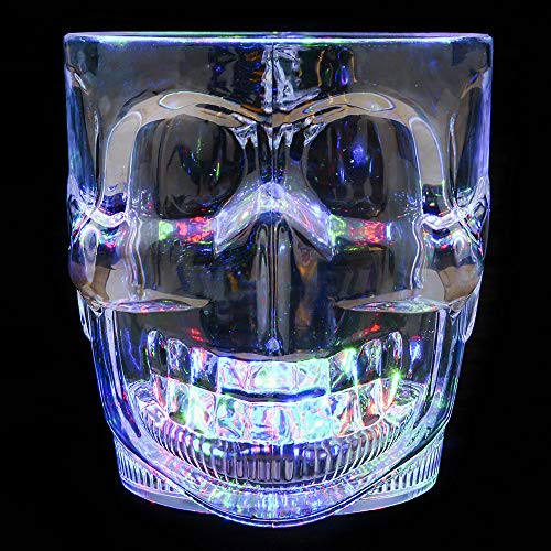 Rhode Island Novelty 4 Inch 16 Oz Light up Skull Glass, One per Order