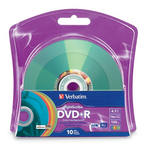 Verbatim 4.7 GB up to 16x LightScribe Color Recordable Disc DVD+R (10-Disc Blister) 96941