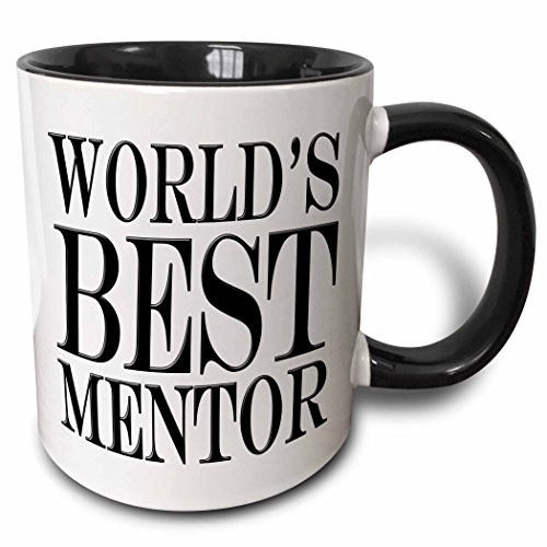 3dRose Worlds Best Mentor Two Tone Mug, 11 oz, Black
