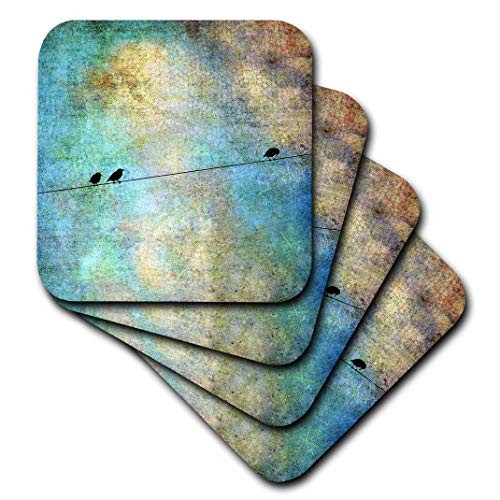 3dRose CST_164118_2 Birds on a Wire Digital Art by Angelandspot Soft Coasters (Set of 8)