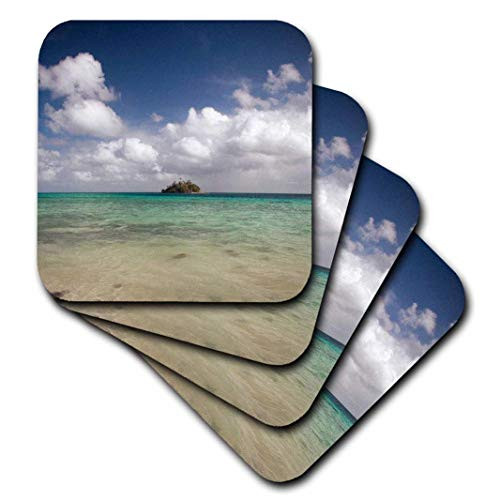 3dRose CST_205337_3 Paddys Island from Devils Beach Turtle Island Yasawa Islands Fiji Ceramic Tile Coasters (Set of 4)
