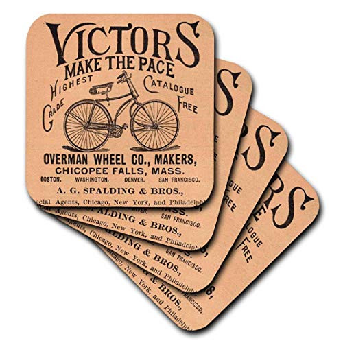 3dRose Print of Vintage Bicycle Ad with Words - Ceramic Tile Coasters, Set of 4 (CST_204036_3)