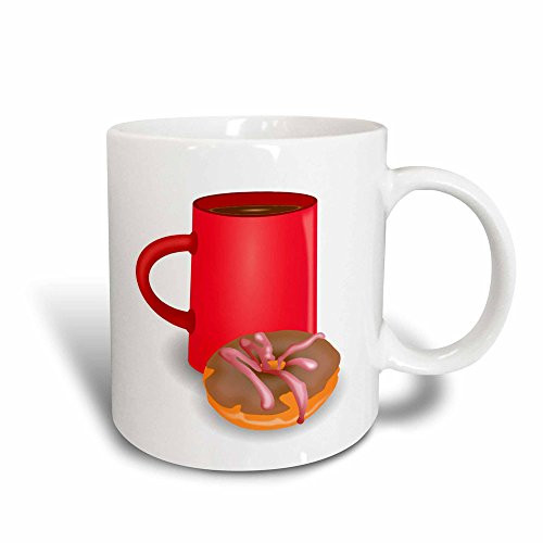 3dRose mug_41552_3"Cup Coffee n Frosted Donut" Magic Transforming Mug, 11 oz, Multicolor