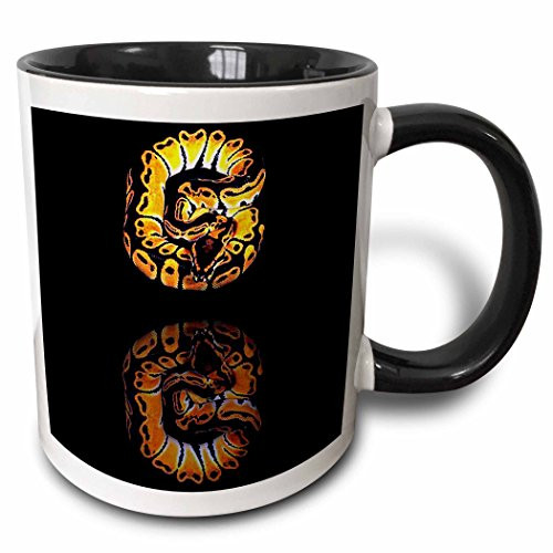 3dRose 3dRose Ball Python - Two Tone Black Mug, 11oz (mug_887_4), Black/White