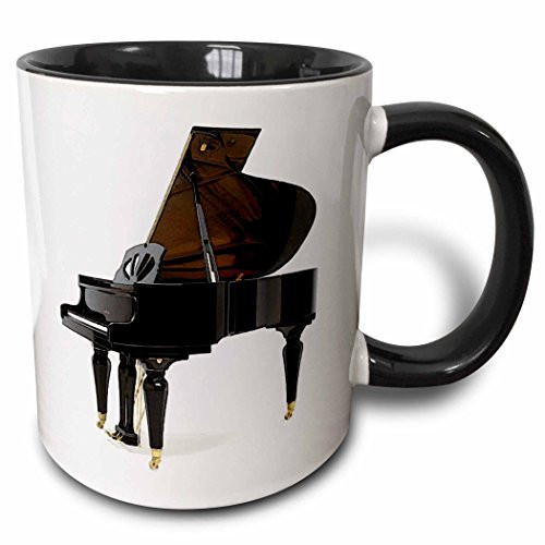 3dRose Grand Piano Two Tone Black Mug, 11 oz, Multicolor