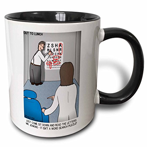 3dRose Chart Word Search-Visit to The Eye Doctor-Two Tone Black Mug, 11-Ounce, Multicolored