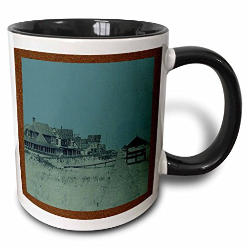 3dRose Vintage 1903 Bethany Beach Boardwalk - Two Tone Black Mug, 11 oz, Multicolor