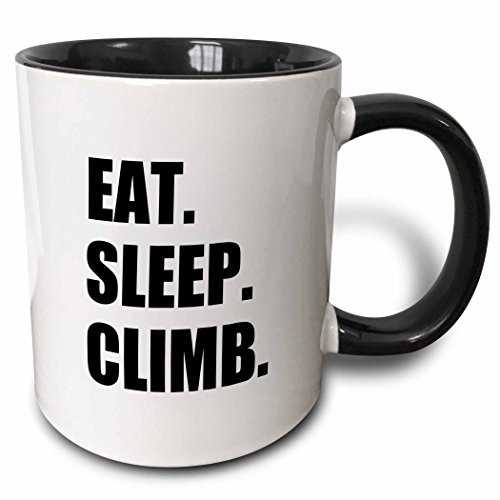 3dRose Eat Sleep Passionate Rock Climber Text-Climbing Sport Hobby Two Tone Mug, 11 oz, Black