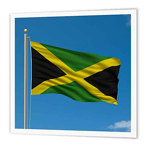 3dRose ht_157061_2 Flag of Jamaica on a Flag Pole with Blue Sky Jamaican - Iron on Heat Transfer, 6 by 6", for White Material