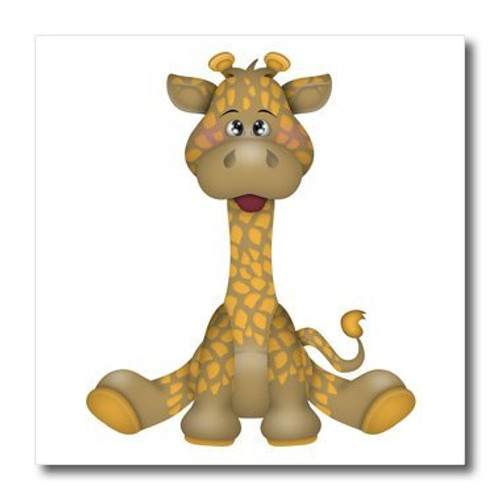 3dRose ht_222599_2 Cute Brown and Orange Baby Giraffe Sitting-Iron On Heat Transfer, 6 by 6", for White Material