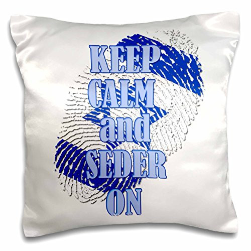 3dRose pc_218359_1 Keep Calm and Seder On. Passover. Jewish Religion. Popular Saying-Pillow Case, 16 by 16"