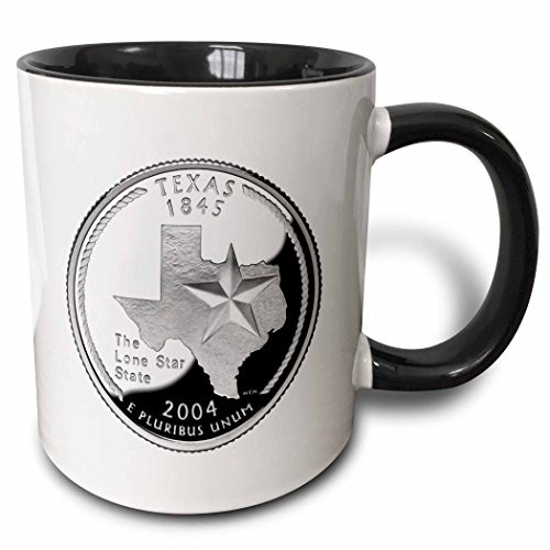 3dRose mug_56967_4"Texas Collectible Quarter" Two Tone Black Mug, 11 oz, Multicolor