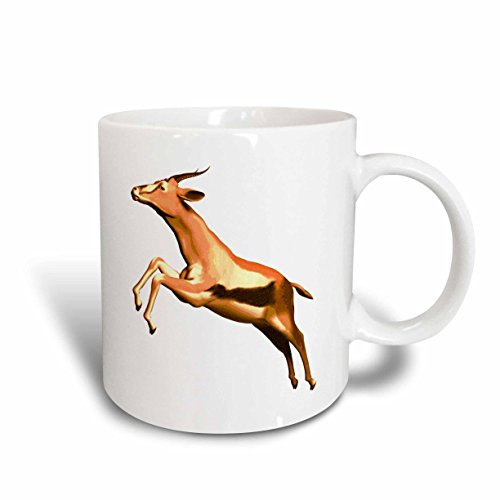 3dRose mug_37110_2"Leaping Thomsons Gazelle" Ceramic Mug, 15 oz, Multicolor