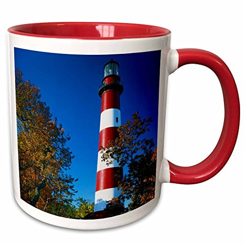 3dRose USA Virginia Island Assateague Lighthouse Two Tone Mug, 11 oz, Red