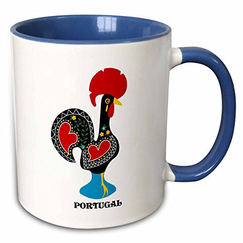 3dRose The Black Portuguese Rooster Or Galo De Barcel??Two Tone Mug, 11 oz, Multicolor