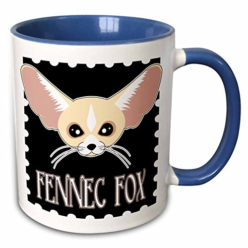 3dRose Cute Fennec Fox Cartoon Two Tone Mug, 11 oz, Blue