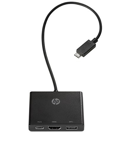 HP 1BG94AA Hub for USB-C Laptops (USB-C to USB-A, USB-C, and HDMI), Black