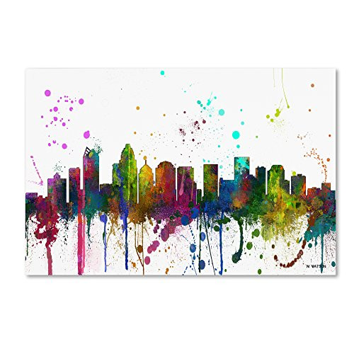 Charlotte NC Skyline Mclr-1 by Marlene Watson, 16x24-Inch Canvas Wall Art