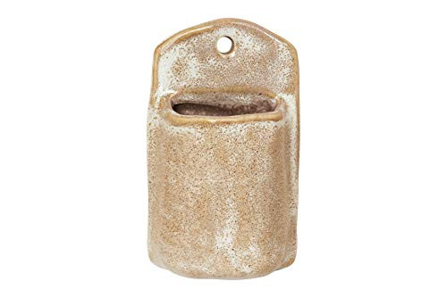 Creative Co-op Putty Stoneware Wall Pocket with Reactive Glaze Finish (Each one Will Vary) Pots and Planters, Grey