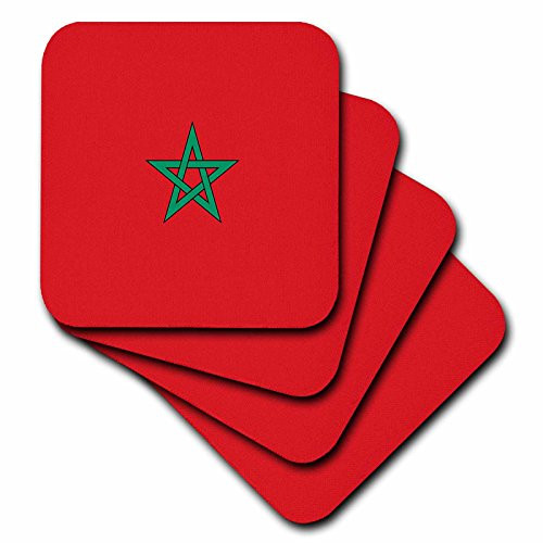 3dRose CST_28270_2 Morocco Flag-Soft Coasters, Set of 8