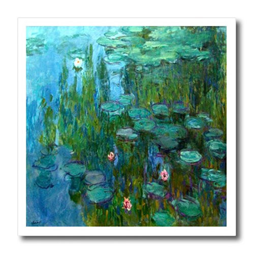 3dRose ht_49340_3 Monets Water Lillies Painting Iron on Heat Transfer for White Material, 10 by 10-Inch