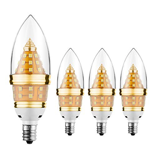 E12 Led Light Bulb,EKSAVE 12W E12 Led Ceiling Fan Light Bulbs,Candelabra Bulb,1200 Lumens LED Candle Bulbs, White,Non-dimmable (6000K,4pcs)