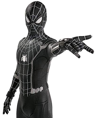 Lotusuncostume Black Superhero Bodysuit Spandex Zentai Suits Halloween Cosplay Costume Kids Small
