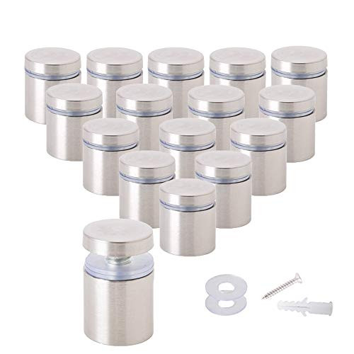 Osring 1 x 1 Inch Sign Standoffs Mounting Hardware 16 Pack, Wall Standoff Holder Stainless Steel Glass Standoffs Screw for Displaying Acrylic Board an