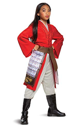 Disguise Disney Mulan Hero Dress Deluxe Girls Costume, Red, Medium (7-8)
