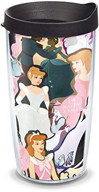Tervis Disney - Cinderella 70th Anniversary Insulated Tumbler with Wrap and Black Lid, 16oz, Clear Tervis Disney - Cinderella 70th Anniversary Insulated Tumbler with Wrap and Black Lid, 16oz, Clear