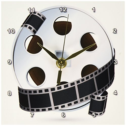 3dRose dc_159179_1 a Silver and Black Movie Reel Desk Clock, 6 by 6-Inch