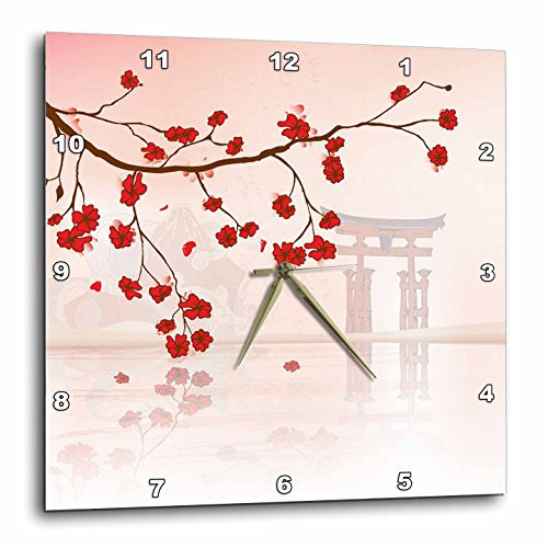 3dRose dpp_78460_2 Pretty Cherry Blossoms Against a Peaceful Oriental Scene Wall Clock, 13 by 13-Inch 3dRose dpp_78460_2 Pretty Cherry Blossoms Against a Peaceful Oriental Scene Wall Clock, 13 by 13-Inch
