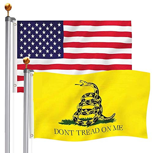 TOPFLAGS Gadsden Flag 3x5 Outdoor - Don't Tread On Me Rattle Snake and American United State Flags Outdoor Tea Party Banner 2 Pcs