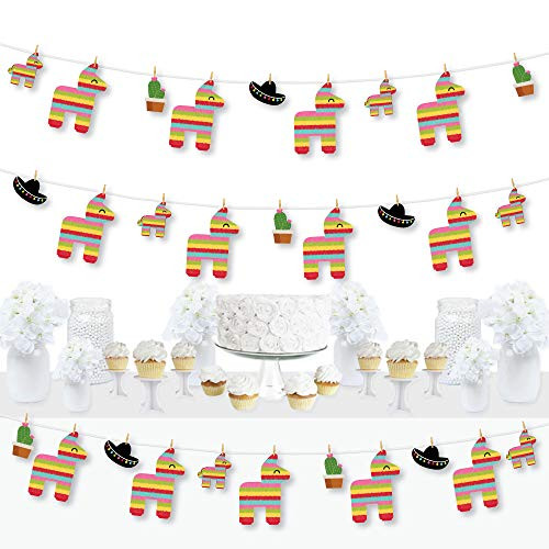 Big Dot of Happiness Lets Fiesta - Mexican Fiesta DIY Party Decorations - Clothespin Garland Banner - 44 Pieces