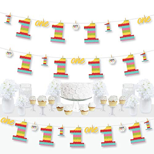 Big Dot of Happiness 1st Birthday Lets Fiesta - Mexican Fiesta First Birthday Party DIY Decorations - Clothespin Garland Banner - 44 Pieces