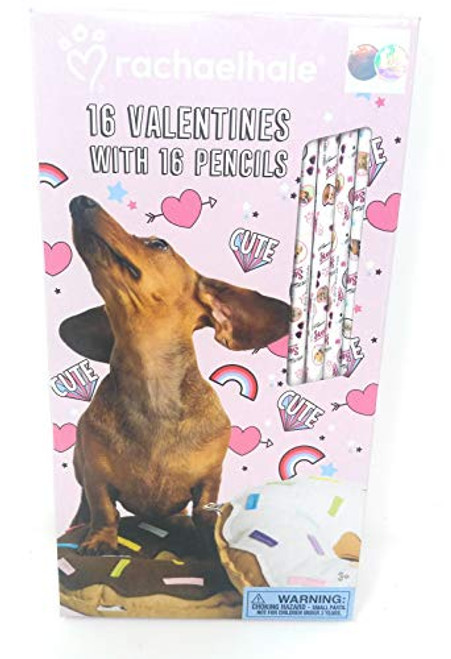 Rachael Hale - 16 Valentines Day Cards for Kids and 16 Pencils - Girls Boys School Classmates Gift - Classroom Party Favor Trade Exchange (Cute Pets w