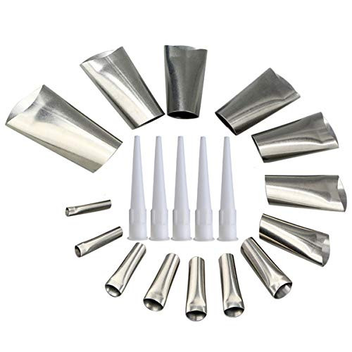 19 PCS Caulk Nozzle Applicator Perfect Caulking Finisher Nozzle Reusable Stainless Steel Sealant Finishing Tool Universal Plastic Caulk Nozzles (14 PC