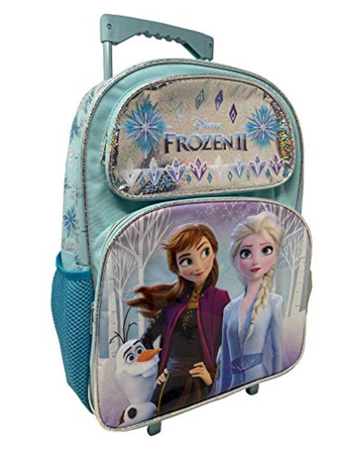 Disney Frozen 2 Elsa Anna Oalf 16" Large Rolling School Backpack Plus Stationery Set