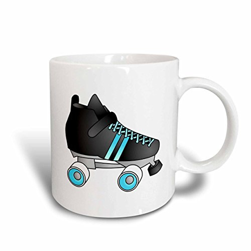 3dRose mug_35466_2"Skating Gifts - Black and Blue Roller Skate" Ceramic Mug, 15 oz, Multicolor