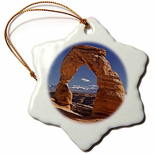 3dRose ORN_94857_1 Utah, Delicate Arch at Arches National Park-US45 RER0055-Ric Ergenbright-Snowflake Ornament, Porcelain, 3-Inch