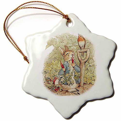 3dRose ORN_110164_1 Peter Rabbit in The Garden-Vintage Art-Snowflake Ornament, Porcelain, 3-Inch 3dRose ORN_110164_1 Peter Rabbit in The Garden-Vintage Art-Snowflake Ornament, Porcelain, 3-Inch