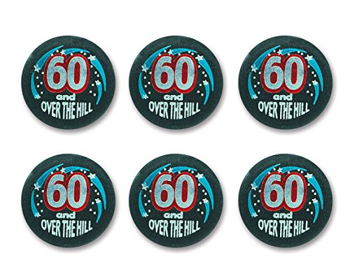Beistle BN156 6-Pack 60 and Over-The-Hill Satin Button, 2-Inch